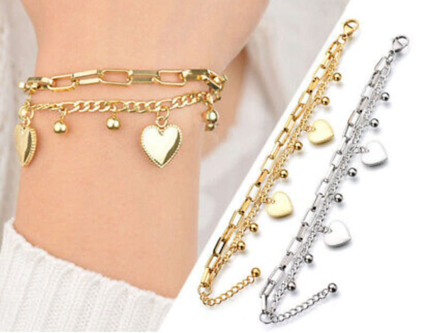 PULSERA ACERO CORAZONES