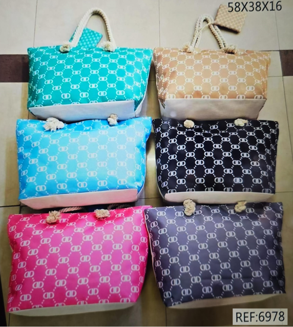 BOLSO PLAYA DECORADO 58x38cm