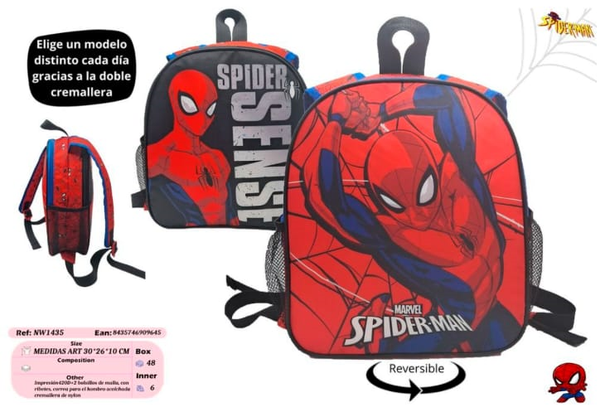 MOCHILA INF. SPIDERMAN REVERSIBLE 30x26cm