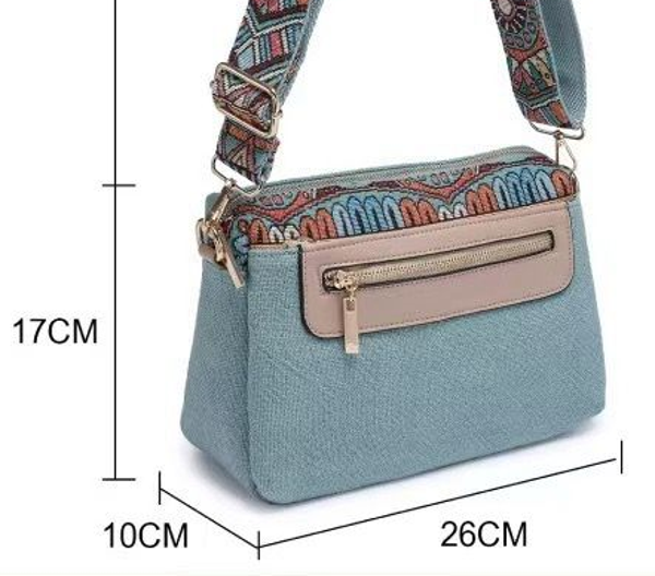 BOLSO BANDOLERA CINTA DECORADA 26x17cm