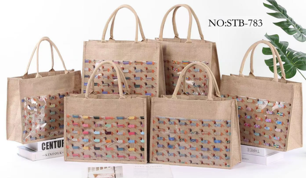 BOLSO PLAYA RATTAN DECORADO 42x32cm
