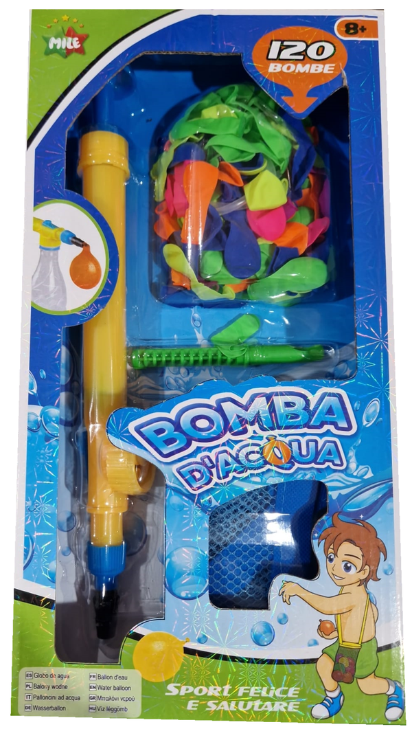 JUEGO ACOPLE BOTELLA+120 GLOBOS AGUA