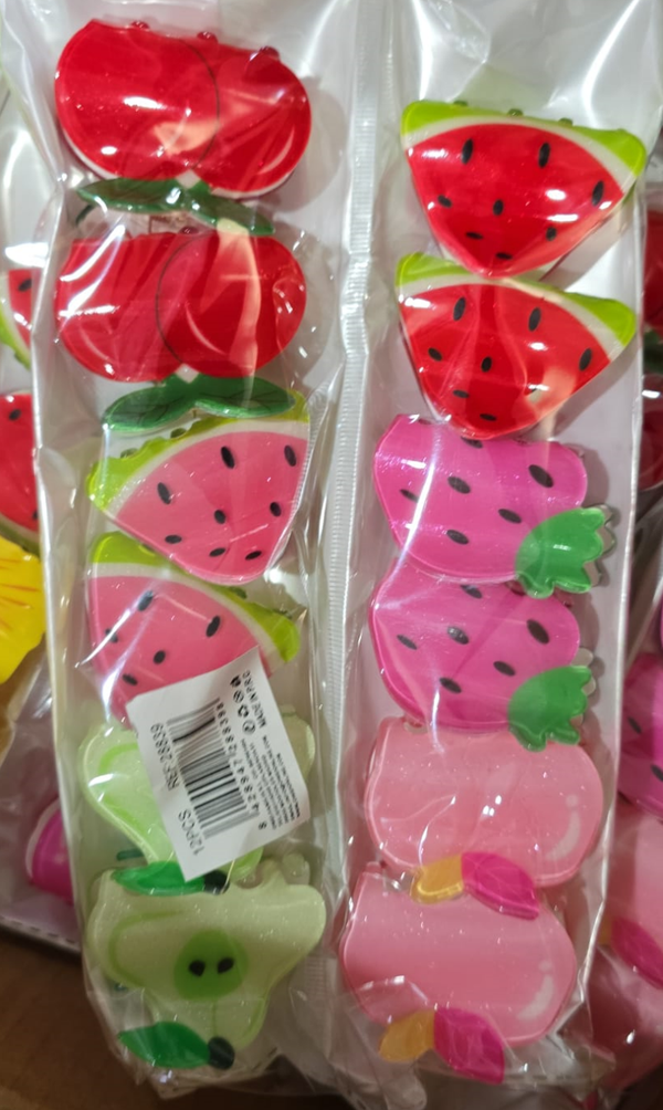 PINZAS PELO ESMALTADAS FRUTAS (12)