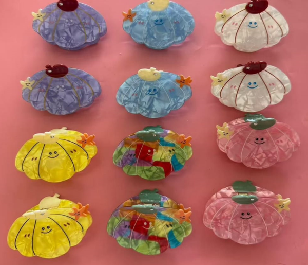 PINZAS PELO ESMALTADAS FRUTAS (12)