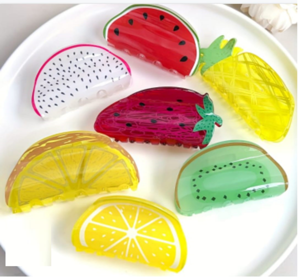 PINZAS PELO ESMALTADAS FRUTAS (12)