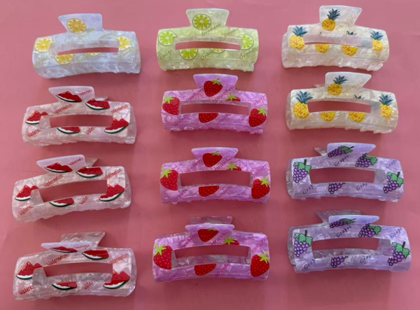 PINZAS PELO ESMALTADAS FRUTAS (12)