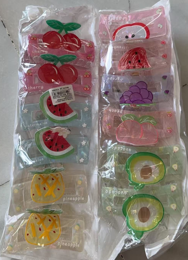 PINZAS PELO ESMALTADAS FRUTAS (12)