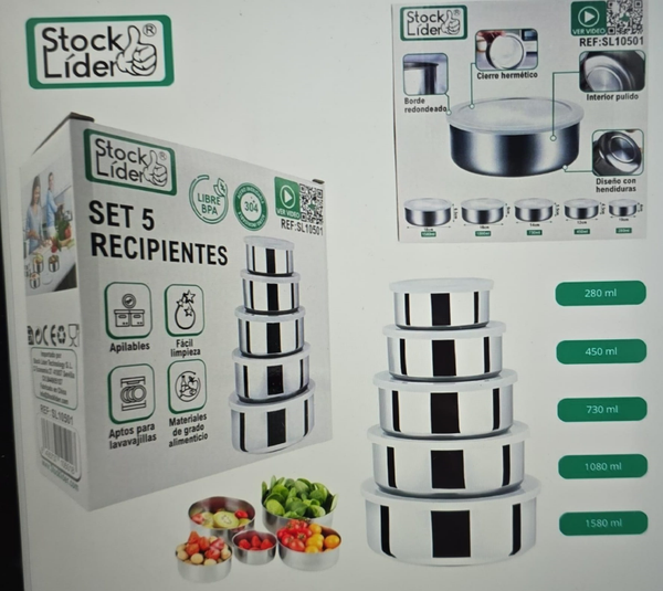 FIAMBRERAS INOX. SET 5pz CAJA