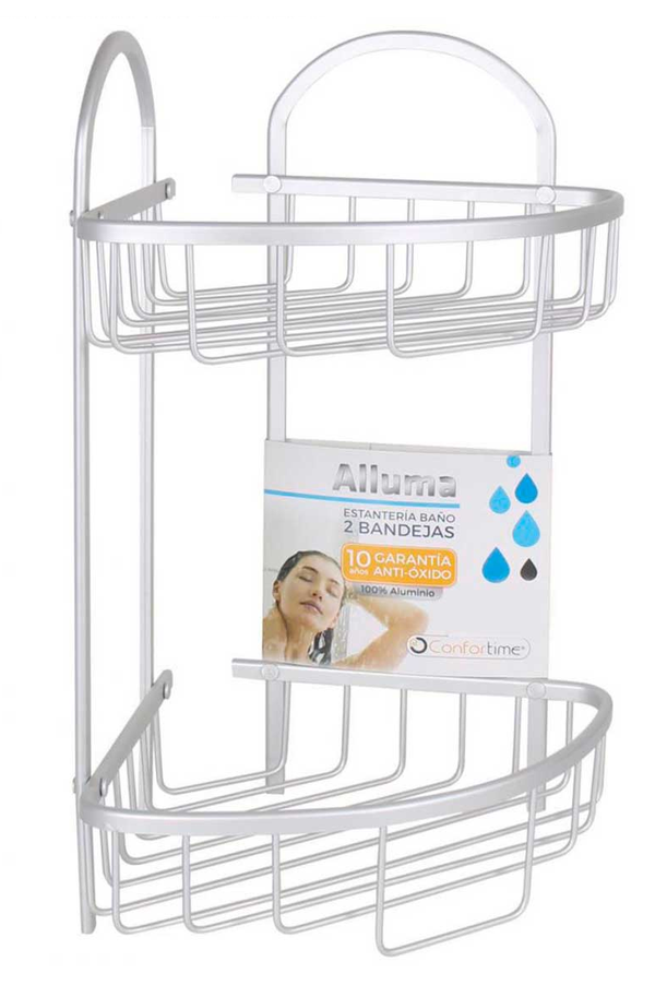 RINCONERA BAÑO ALUMINIO 2ESTANTES