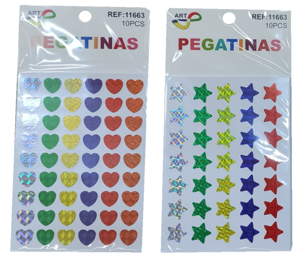 PEGATINAS ESTRELLAS/CORAZONES BRILLO
