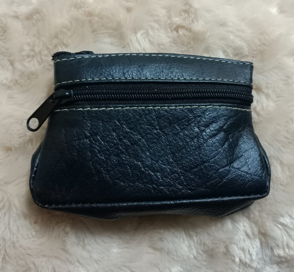 MONEDERO PIEL NEGRO 2CREMALLERAS 10x7cm