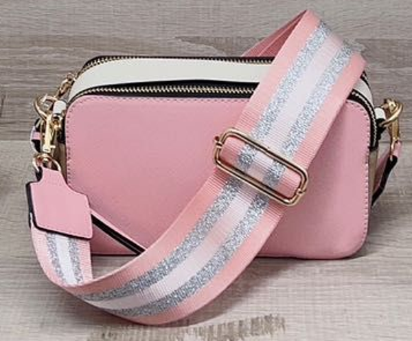 BOLSO BANDOLERA RIGIDO CINTA DECORADA 23x15cm