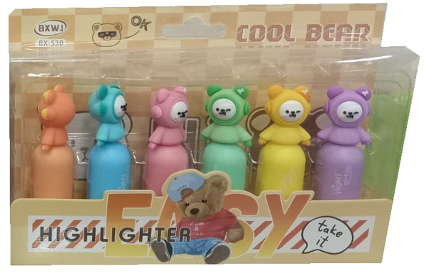 ROTULADORES FLUORESCENTES SET6 ANIMALES CAJA