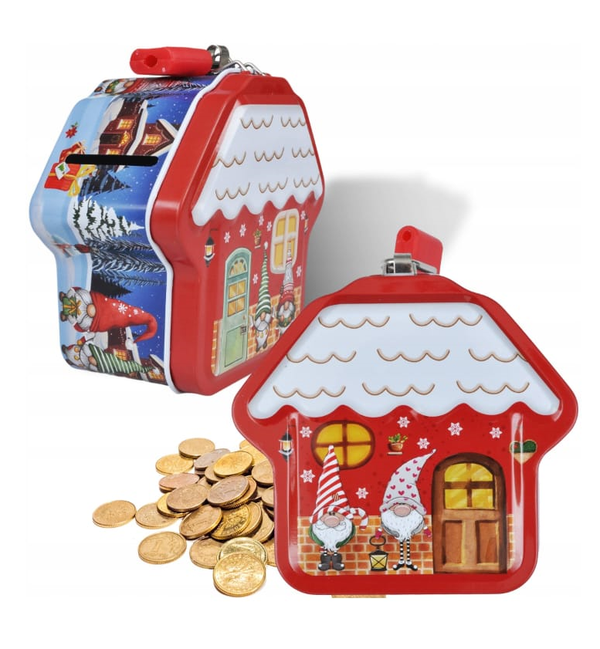 HUCHA METAL NAVIDAD FORMA CASA 12x12cm