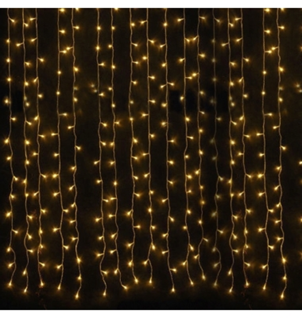 CORTINA LUCES 144LED AMARILLAS EXT./INT. PILAS