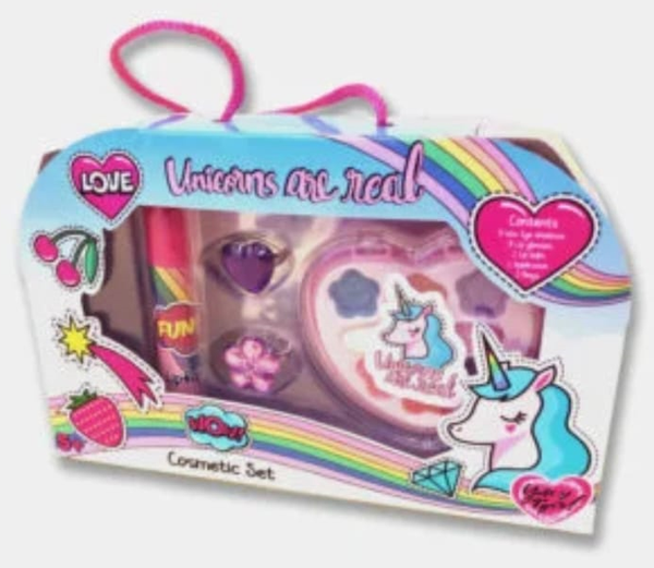 SET MAQUILLAJE BOLSITO UNICORNIO 20x13cm
