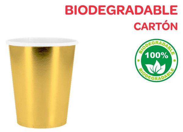 VASO BIODEGRADABLE SILVEX 300cc ORO 6ud (12)