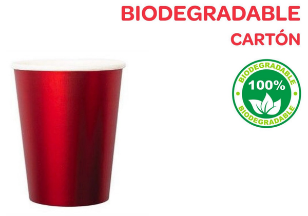 VASO BIODEGRADABLE SILVEX 300cc ROJO 6ud (12)