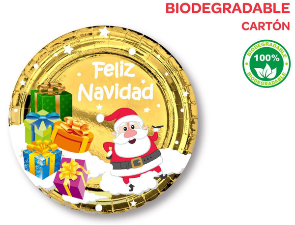 PLATO BIODEGRADABLE SILVEX PAPA NOEL (12)