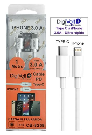 CABLE TIPO C A I-PHONE 3A 1m DIGIVOLT