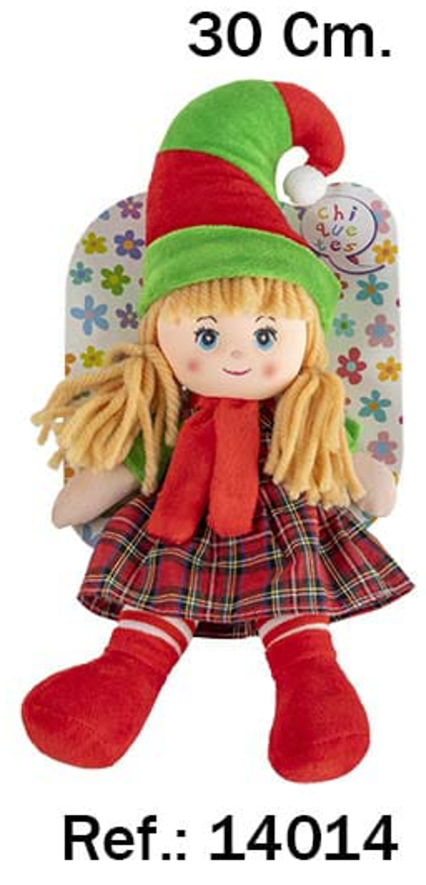 MUÑECA TRAPO DUENDE NAVIDAD 30cm