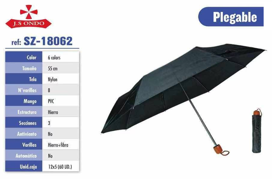PARAGUAS UNISEX PLEGABLE NEGRO (12)