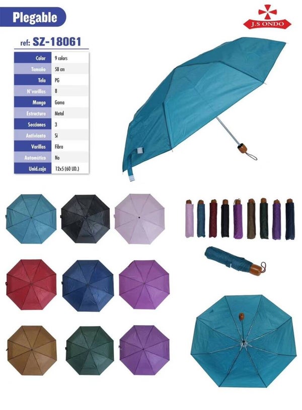 PARAGUAS UNISEX PLEGABLE LISO (12)