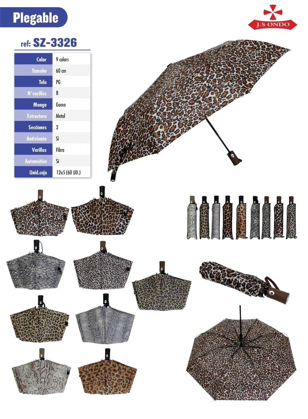 PARAGUAS SRA. PLEGABLE LEOPARDO (12)