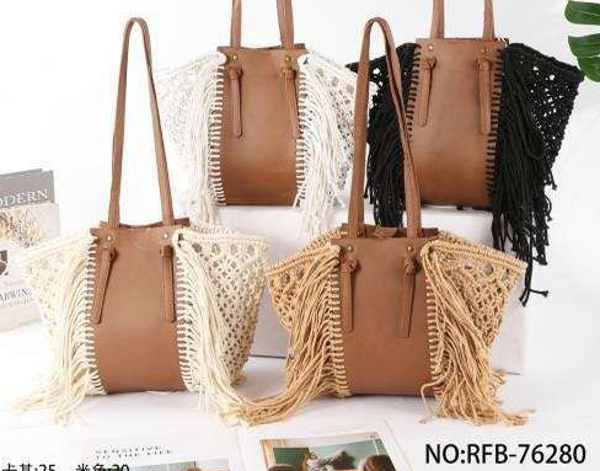 BOLSO RECTANGULAR RATTAN FLECOS 40x30cm