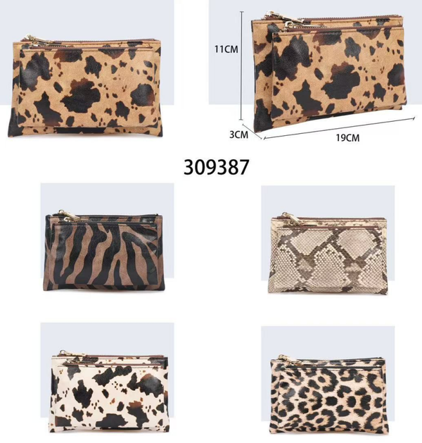 CARTERA SRA. MONEDERO 2CREM. ANIMAL PRINT 19x11cm