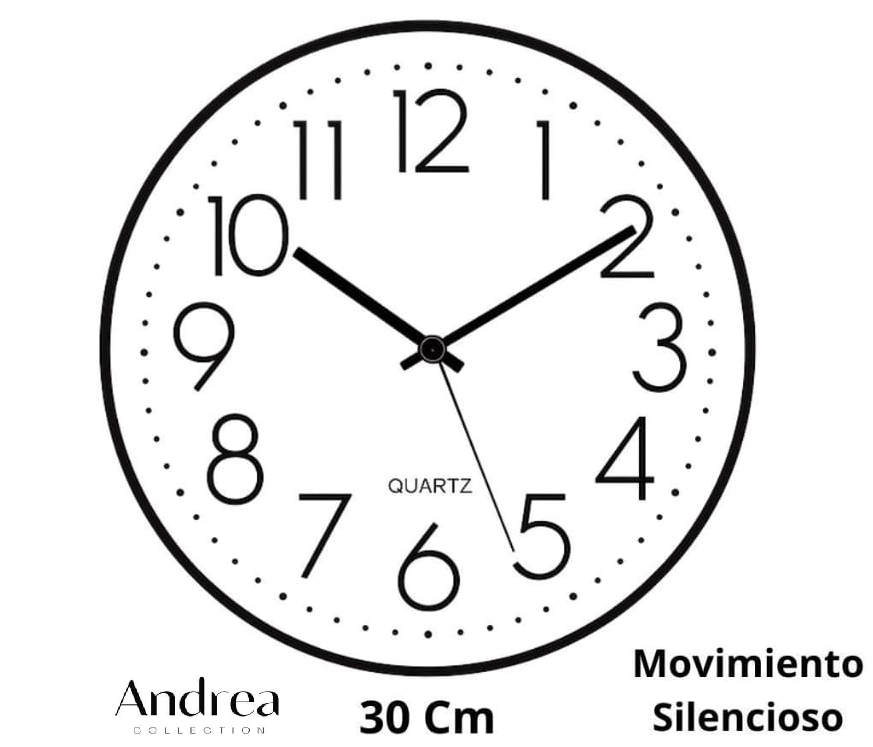 RELOJ DE PARED CROMADO/NEGRO 31cm