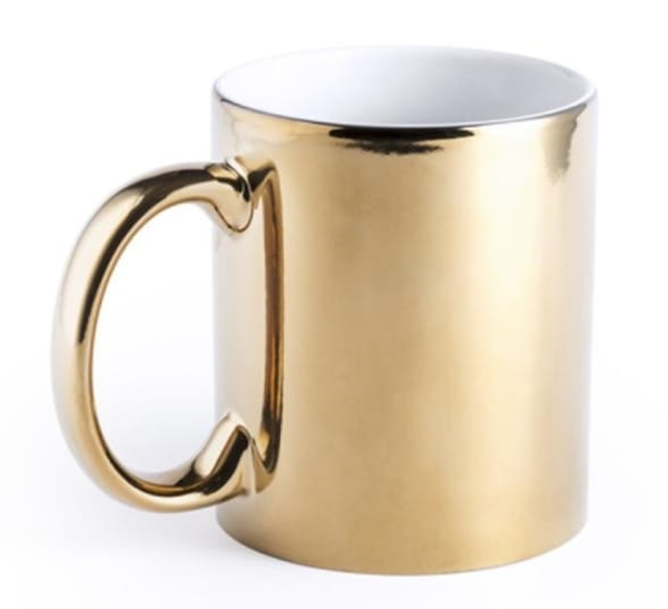 TAZA MUG CERAMICA DORADA BRILLO 330ml