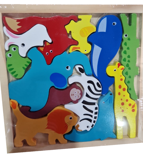 PUZZLE MADERA FORMA ANIMALES 20x20cm