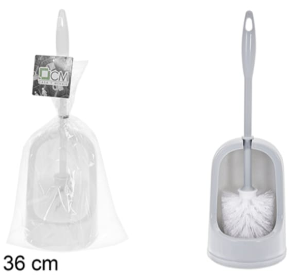 ESCOBILLERO WC GRIS/BLANCO 36cm
