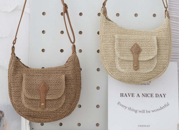 -BOLSO RATTAN BOLSILLO CIERRE 25x21cm