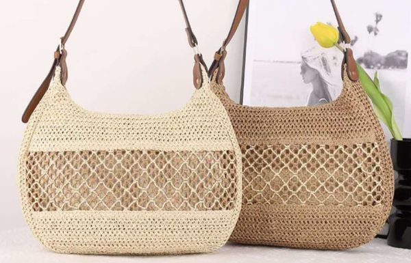 BOLSO RATTAN BICOLOR 32x26cm
