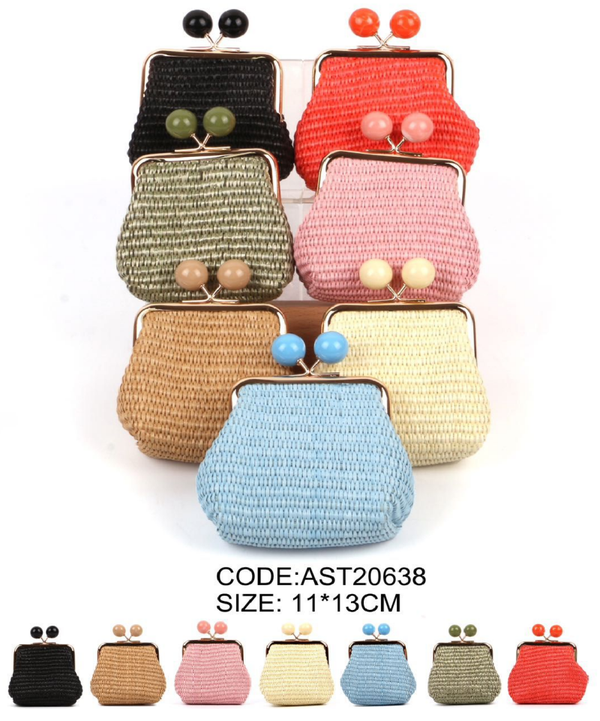 MONEDERO CIERRE ANTIGUO RATTAN COLORES 11x13cm