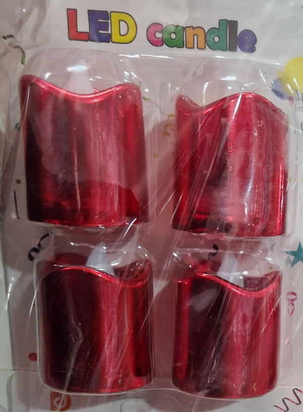 VELA LED BRILLO ROJAS 4ud BLISTER