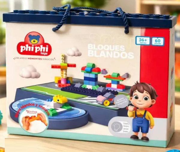 JUEGO BLOQUES CONSTRUCCION BLANDOS 60pz