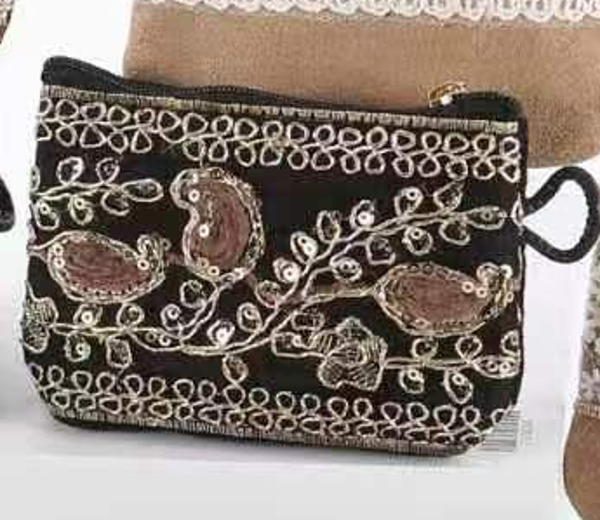 MONEDERO 2CREMALLERAS ANTELINA BORDADO 12x9cm