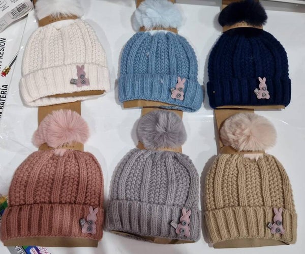 GORRO LANA SRA. CONEJITO POMPON