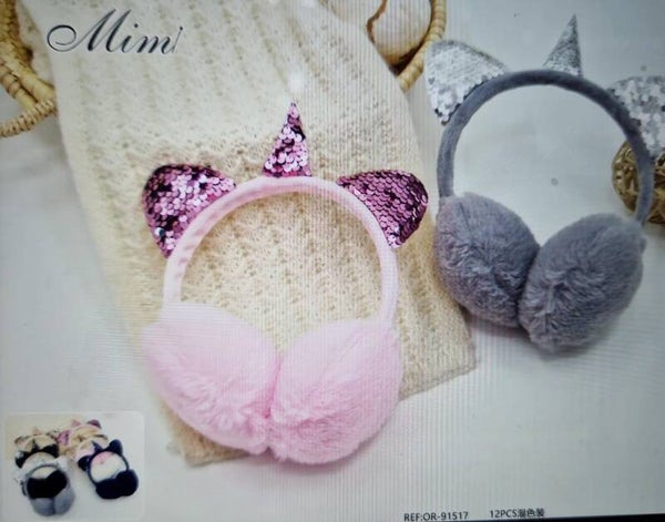 OREJERAS PELUCHE CUERNO UNICORNIO