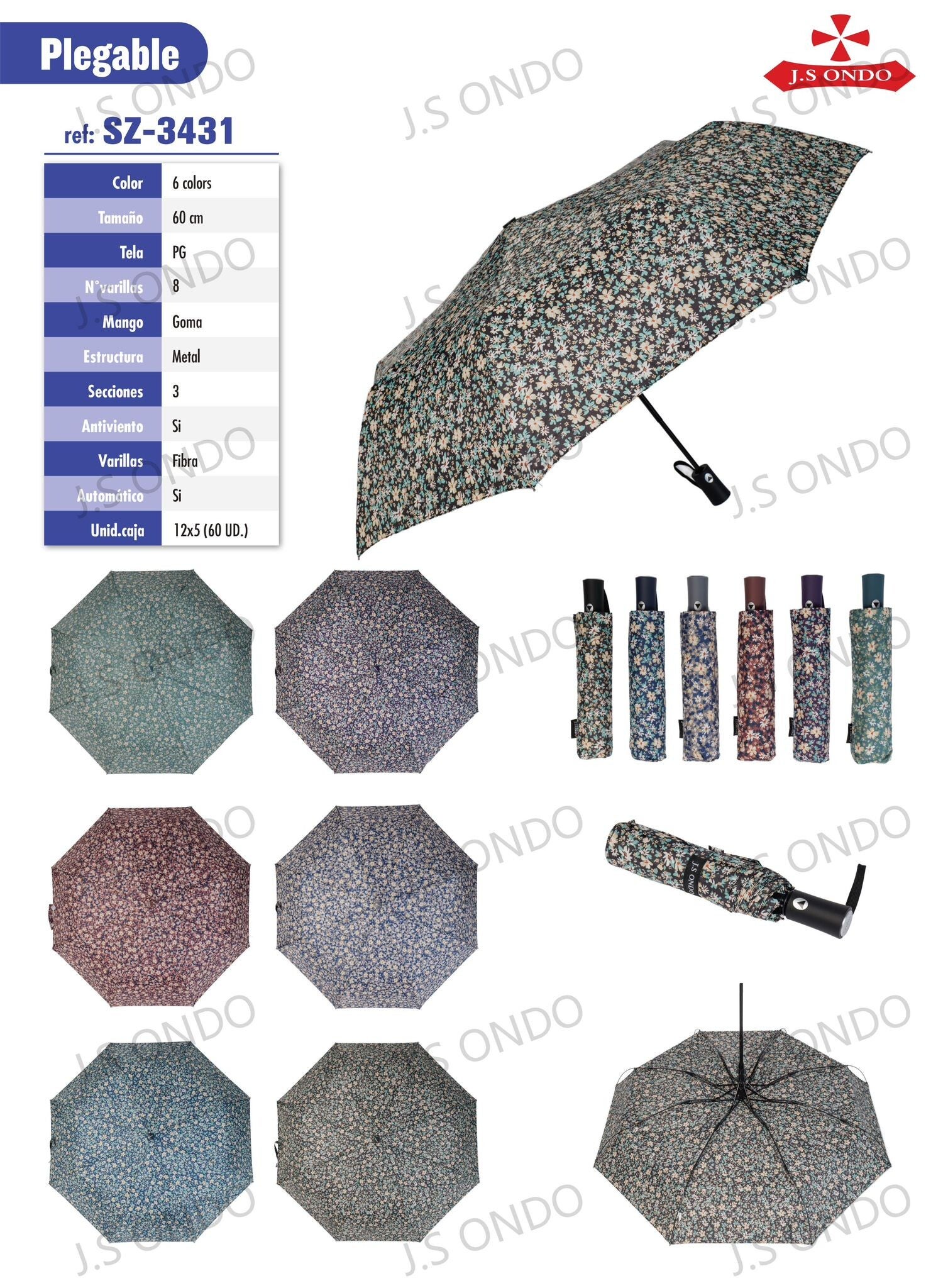 PARAGUAS SRA. PLEGABLE ESTAMPADO