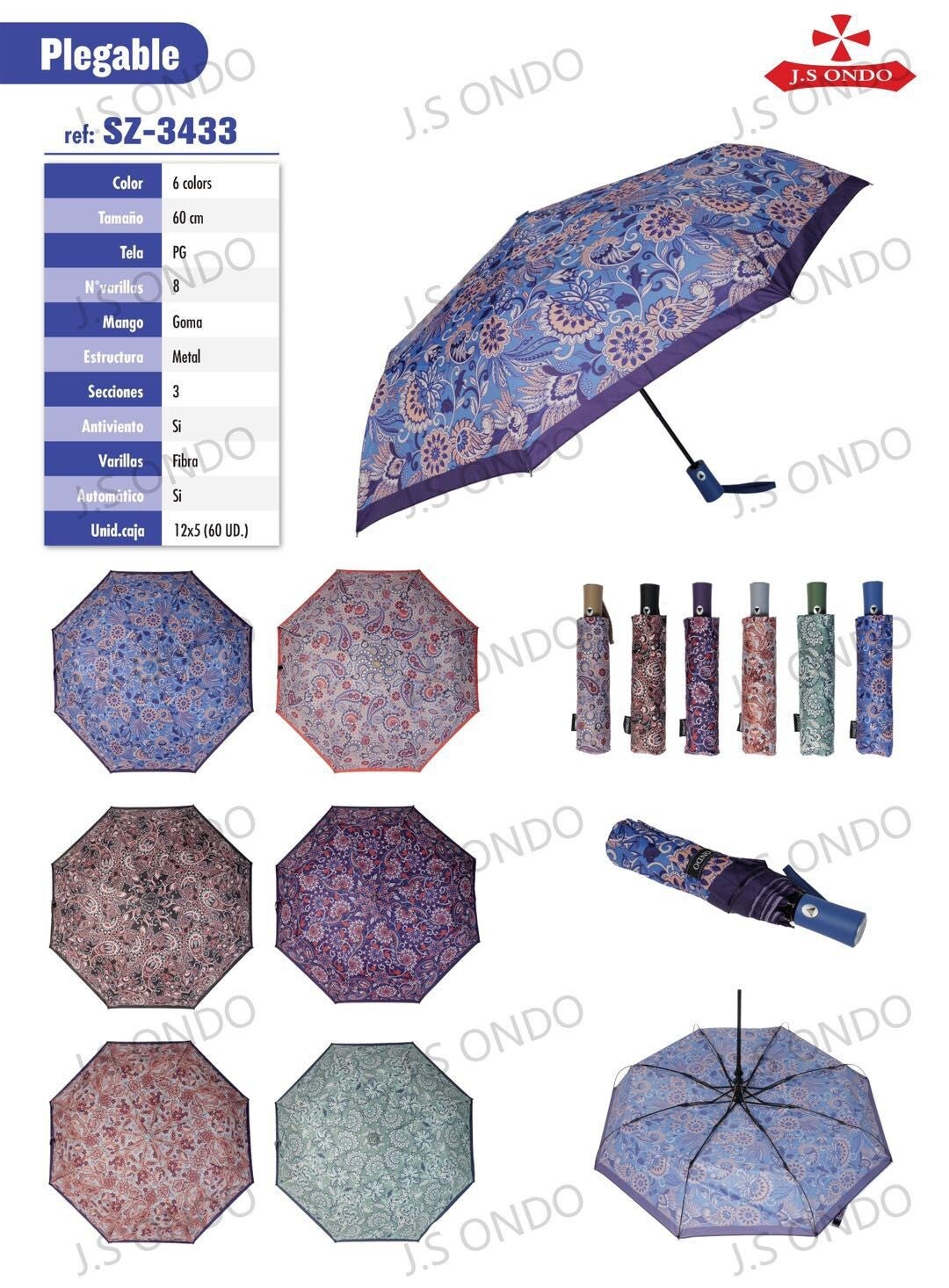 PARAGUAS SRA. PLEGABLE ESTAMPADO