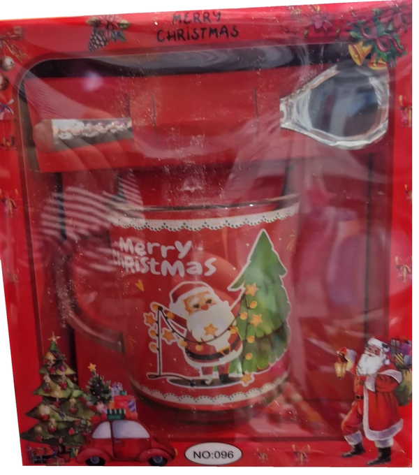 TAZA CRISTAL+CUCHARA NAVIDAD CAJA