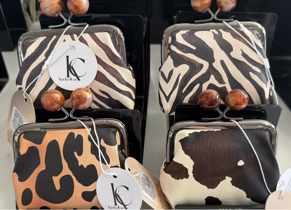 MONEDERO CIERRE ANTIGUO ANIMAL PRINT 11x13cm