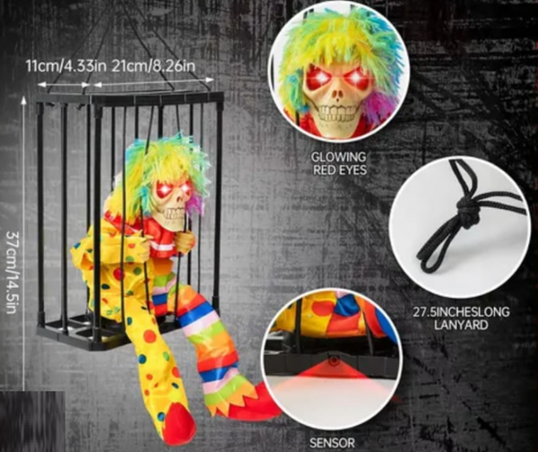 PAYASO ACCION JAULA HALLOWEEN 37cm