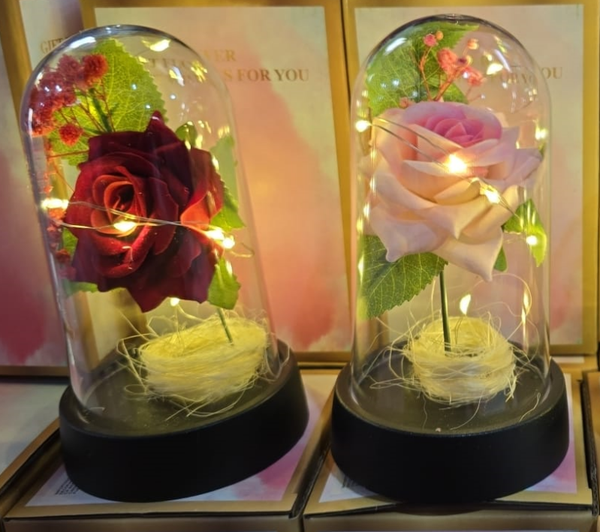 CUPULA ROSA DECORACION LED 16cm