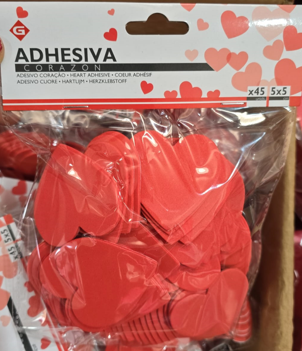 CORAZON ADHESIVO 5x5cm 45ud BOLSA