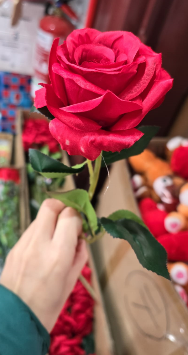 ROSA ROJA VARA ARTIFICIAL 55cm